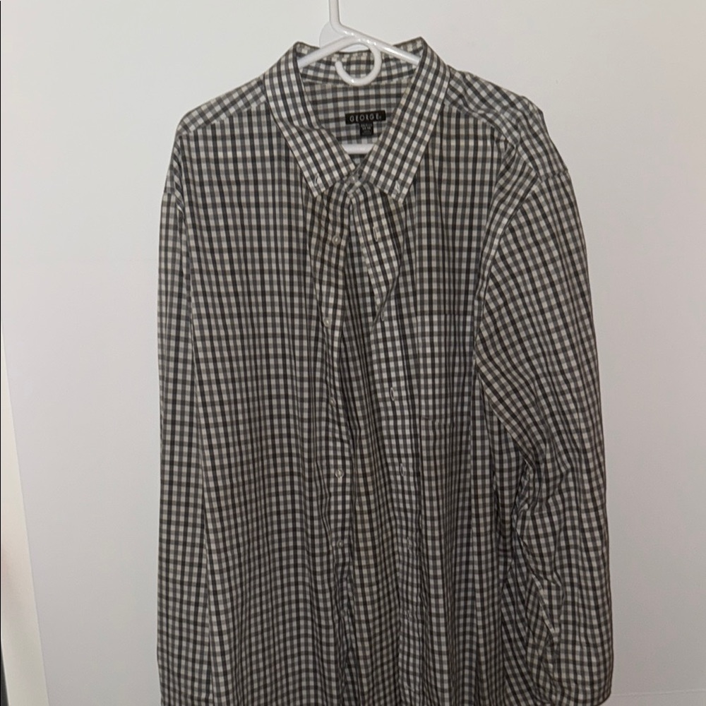 George White and Gray Casual Button Down Shirt